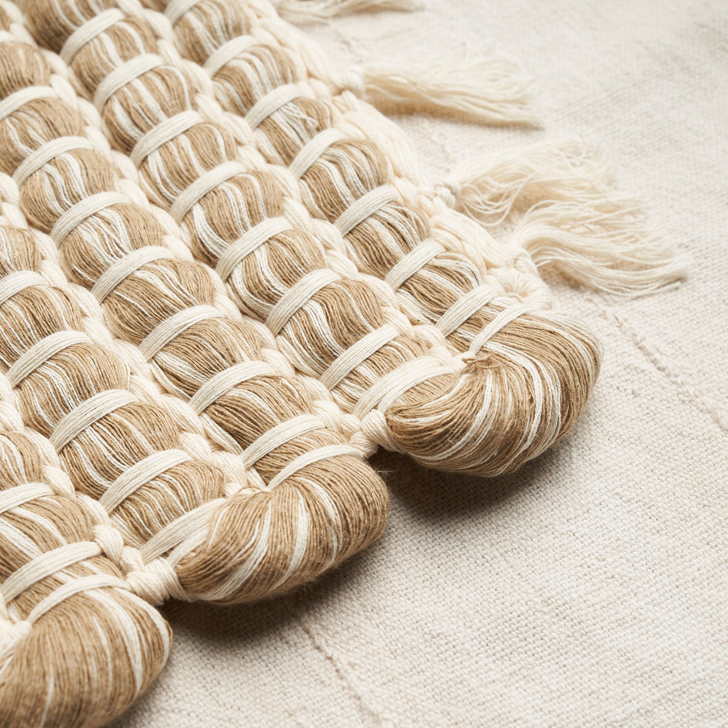 Handwoven Organic Cotton Rug, Undyed Jade Marble