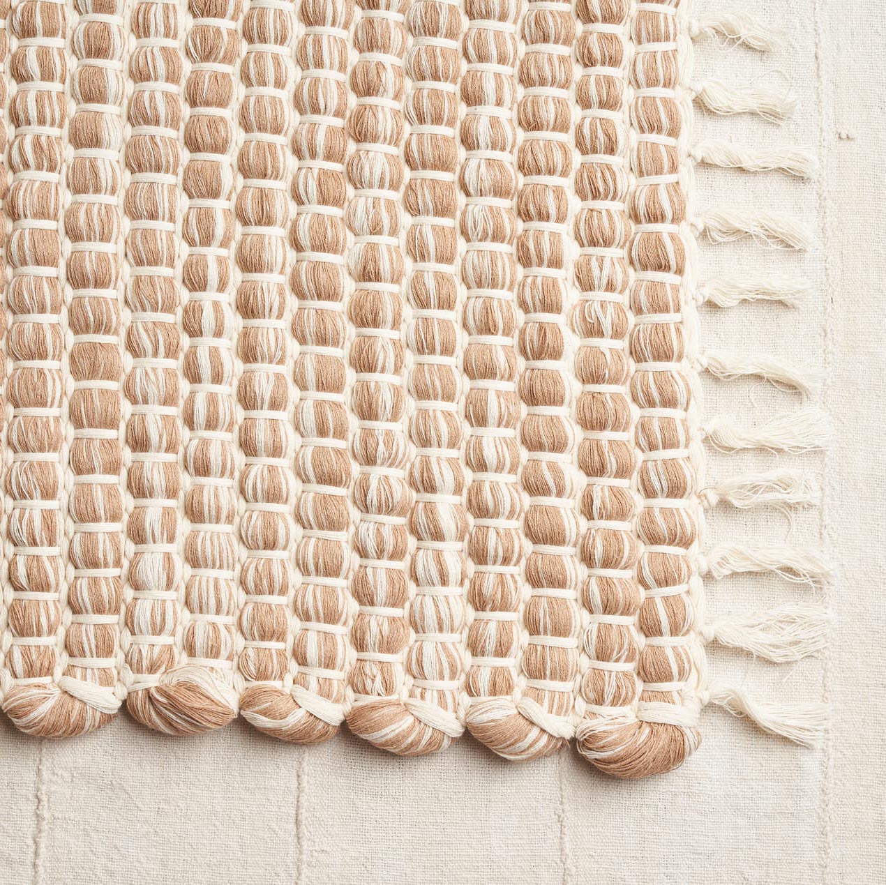 Handwoven Organic Cotton Rug, Undyed Camel Marble
