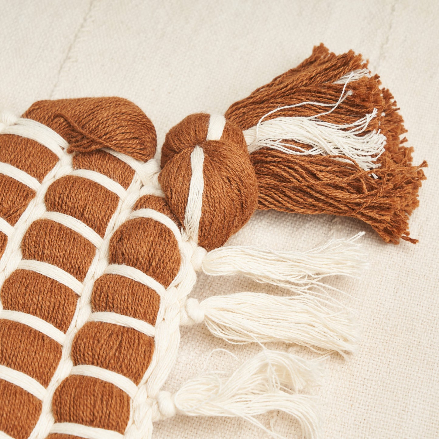 Handwoven Organic Cotton Rug, Undyed Burnt Terracotta