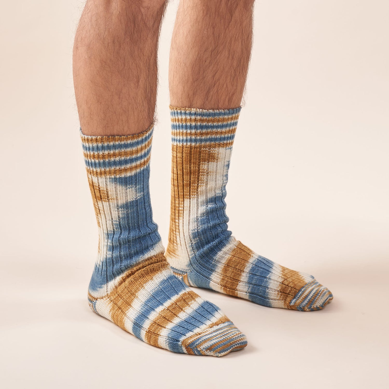 100% Wool Socks, Usnea-Indigo Tie-Dye