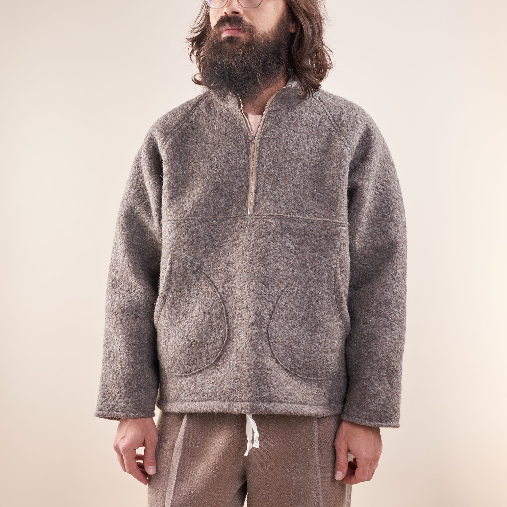 Wool Pull Felted Wool Half-Zip Pullover, Undyed Gray | Lichen Goods – Housework