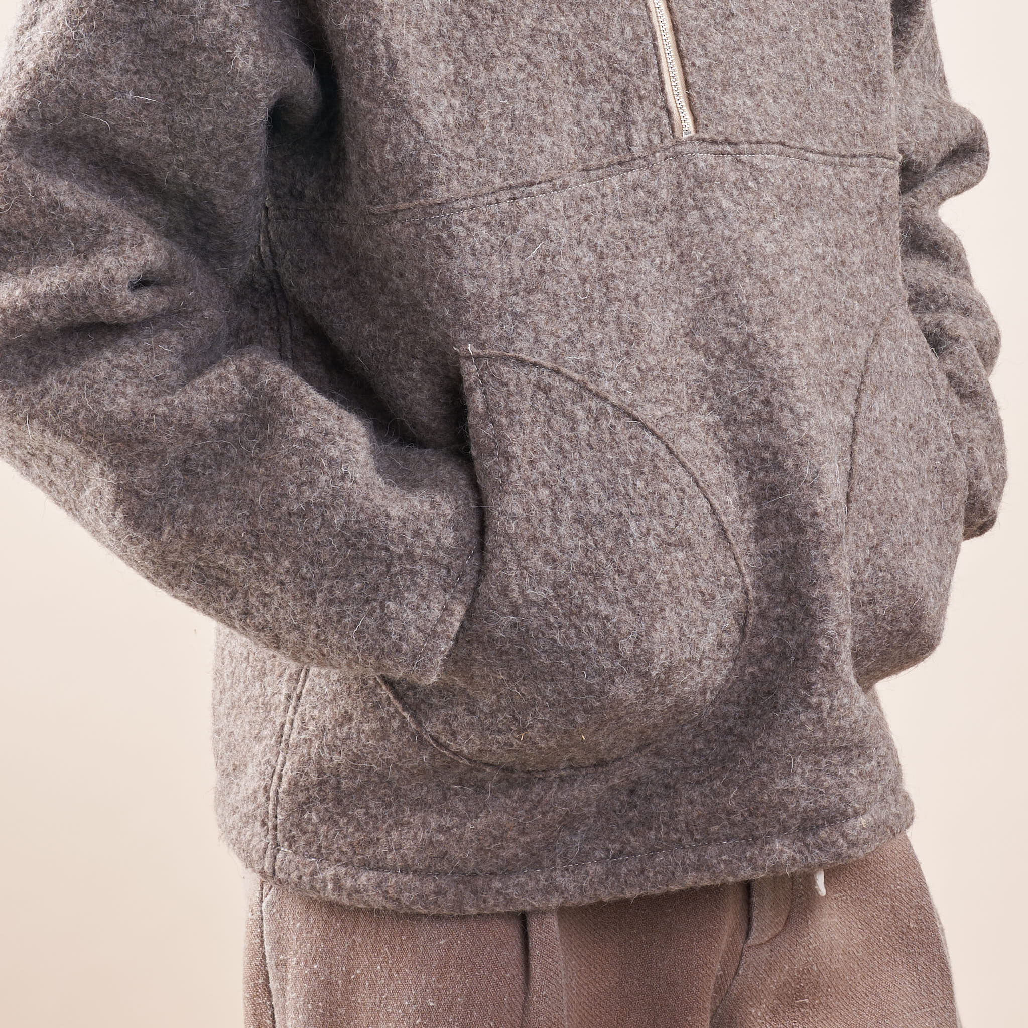 Wool Pull Felted Wool Half-Zip Pullover, Undyed Gray | Lichen Goods – Housework
