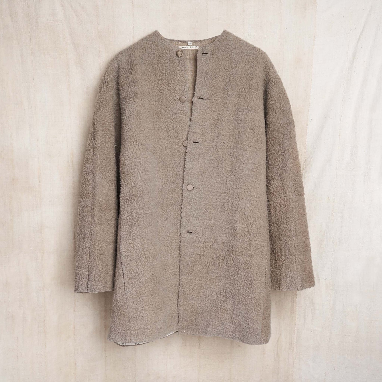 Silk-Lined Cocoon Coat, Handspun & Handwoven Iron Gray Wool