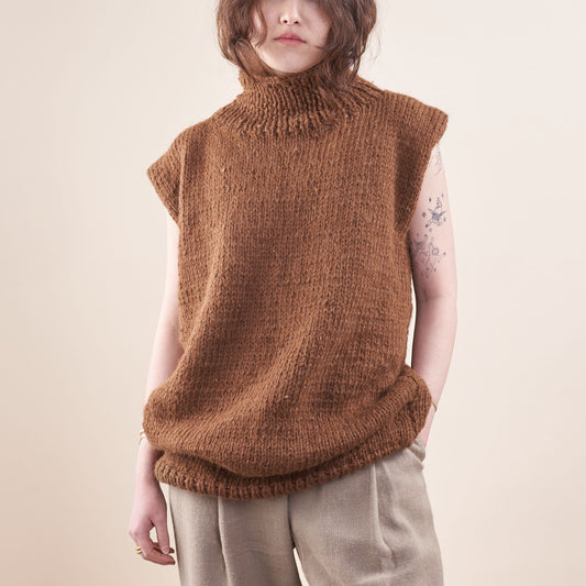 Slouchy Llama Vest, Undyed Cocoa