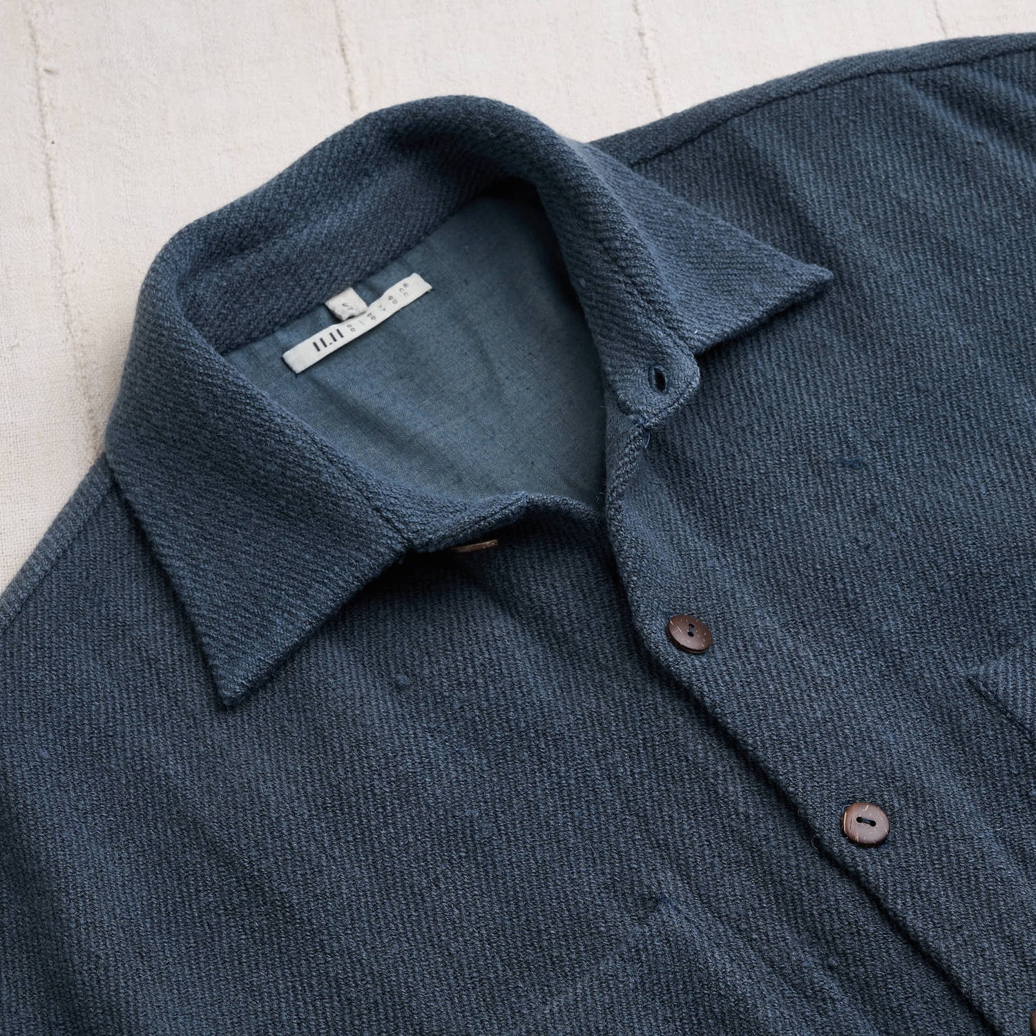 Lonnng Shirt, Indigo-Iron Gray Wool Twill