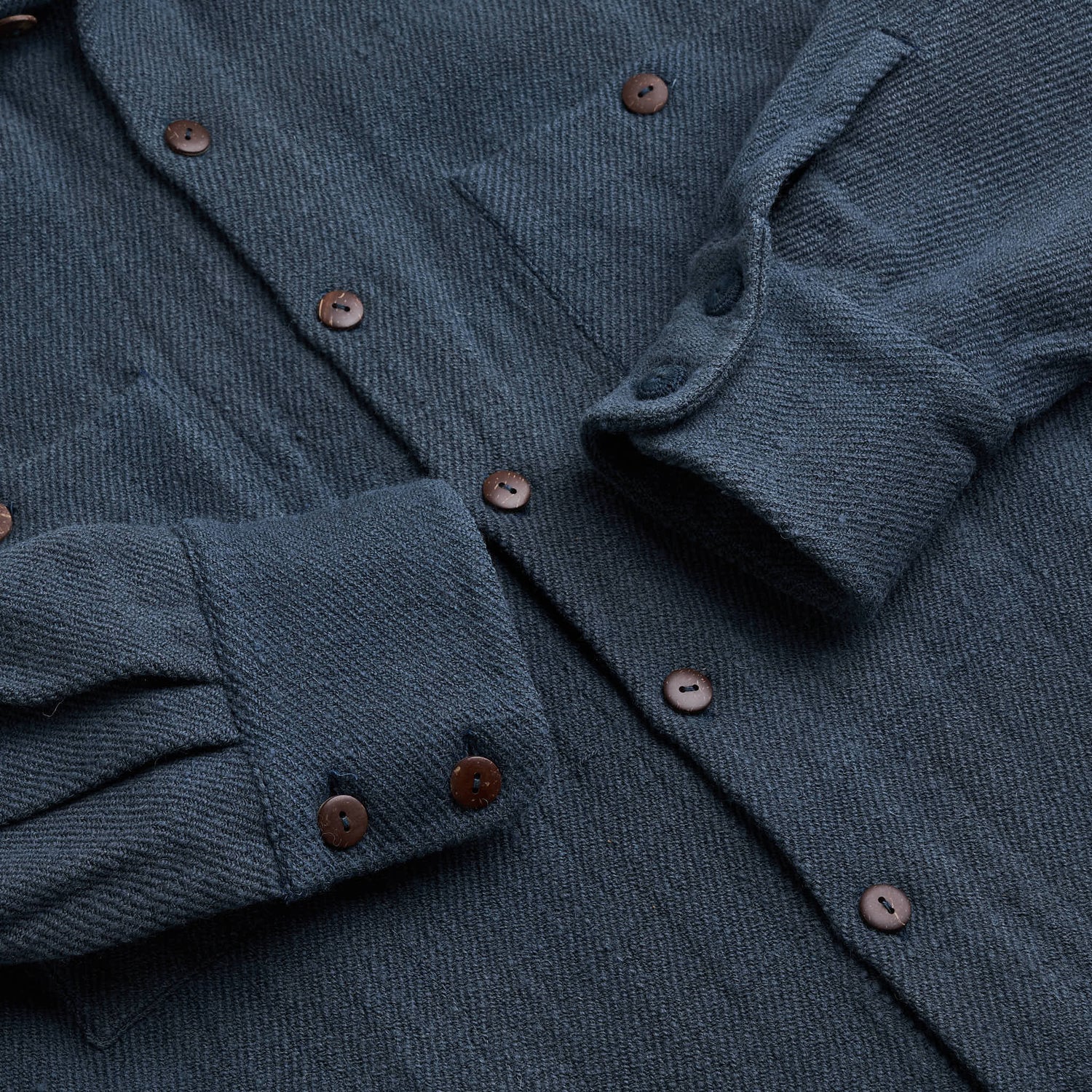 Lonnng Shirt, Indigo-Iron Gray Wool Twill