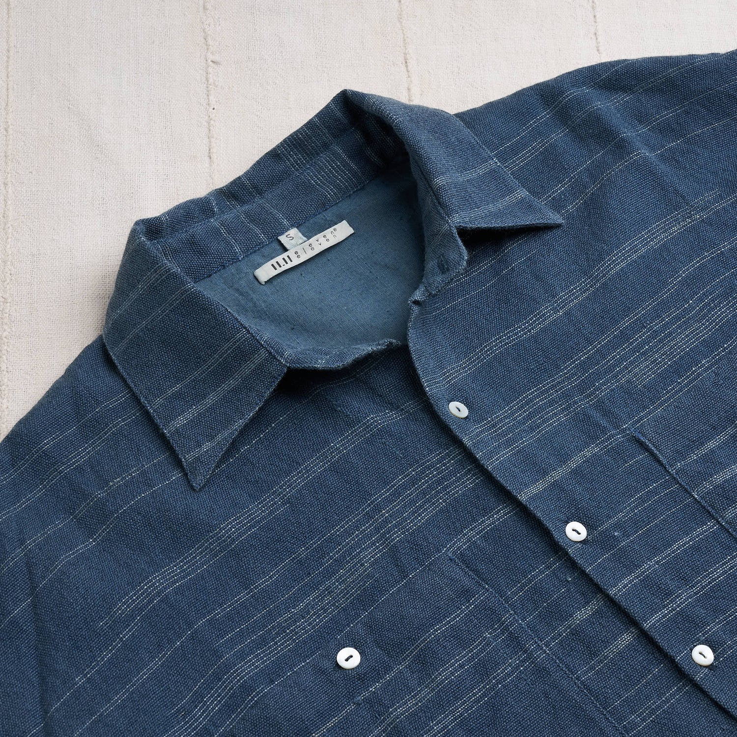 Lonnng Shirt, Indigo-Iron Gray Merino Wool Ikat