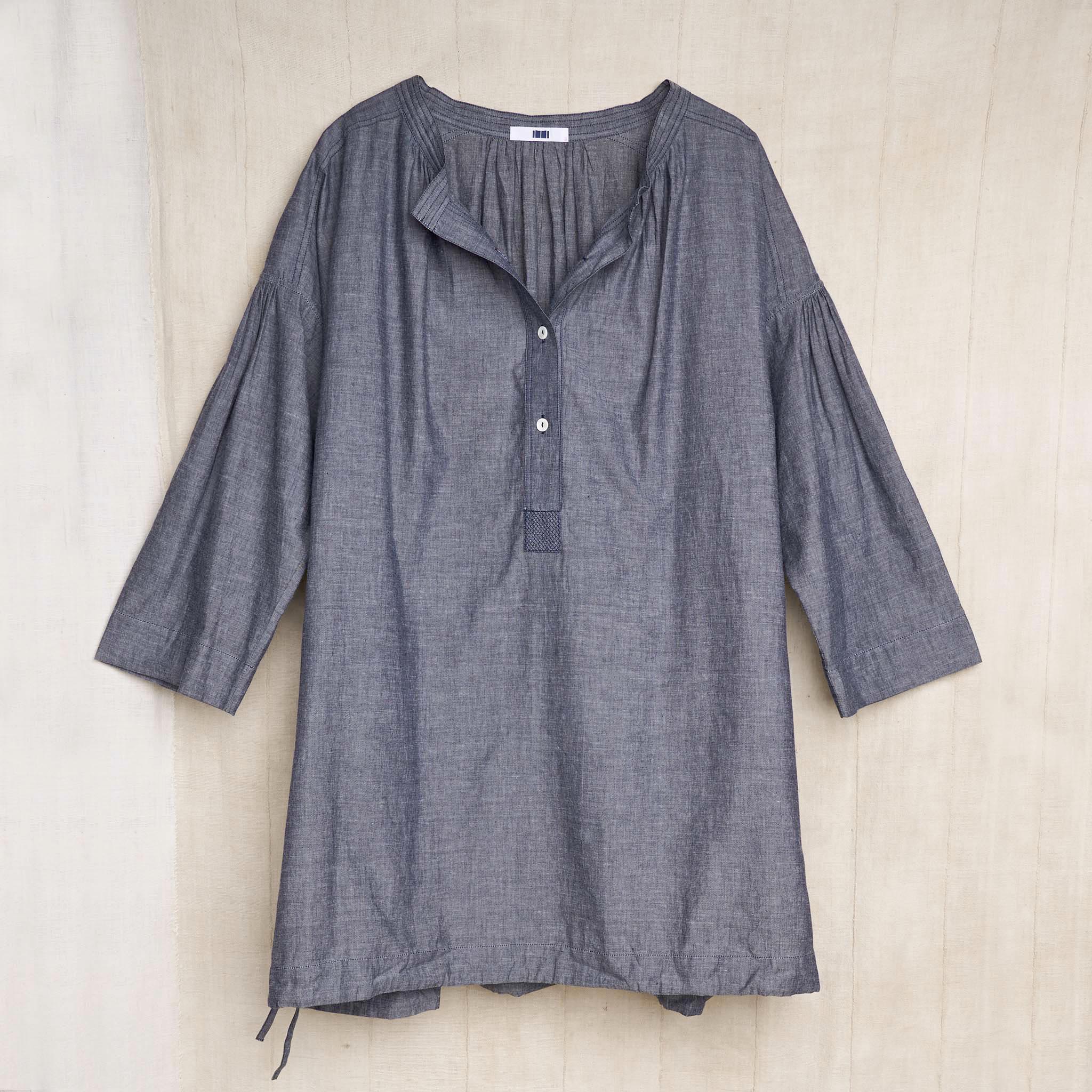 Aline Tunic, Indigo Organic Cotton Chambray