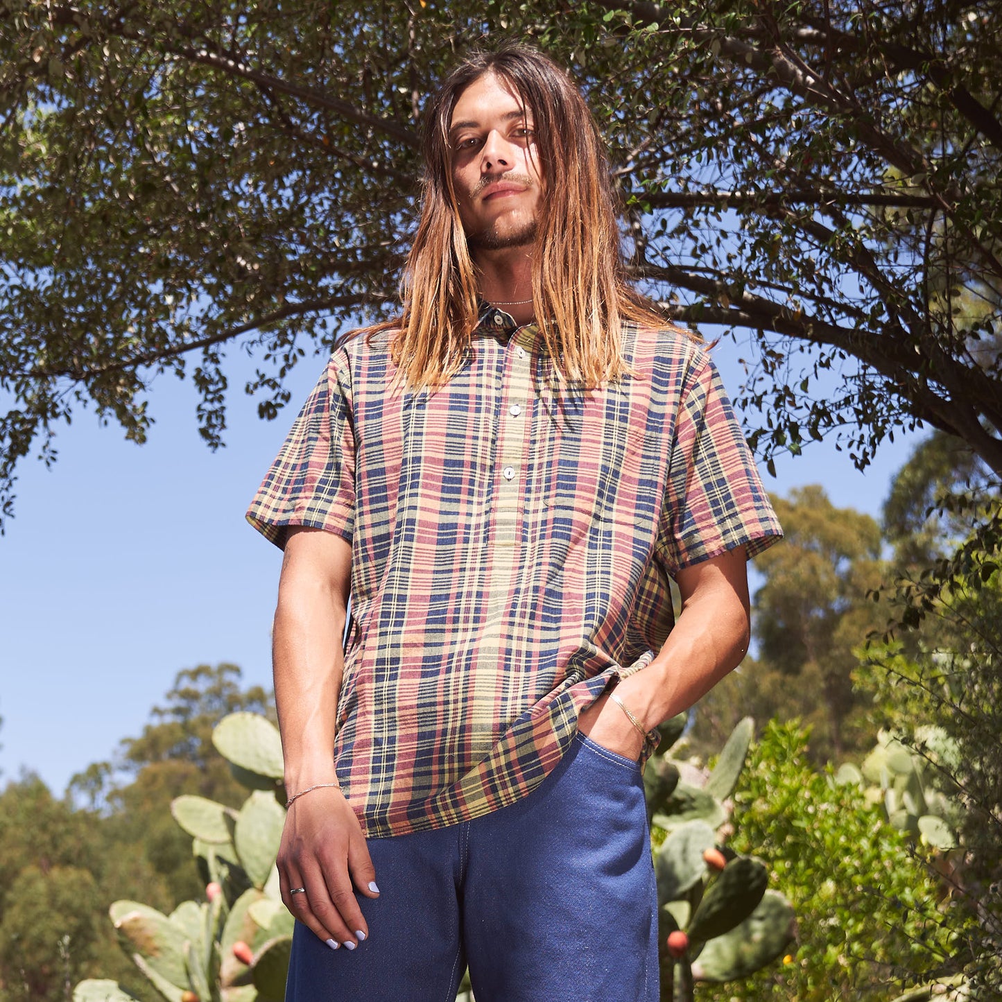 Cedar Shirt, Organic Plant Dyed Madras