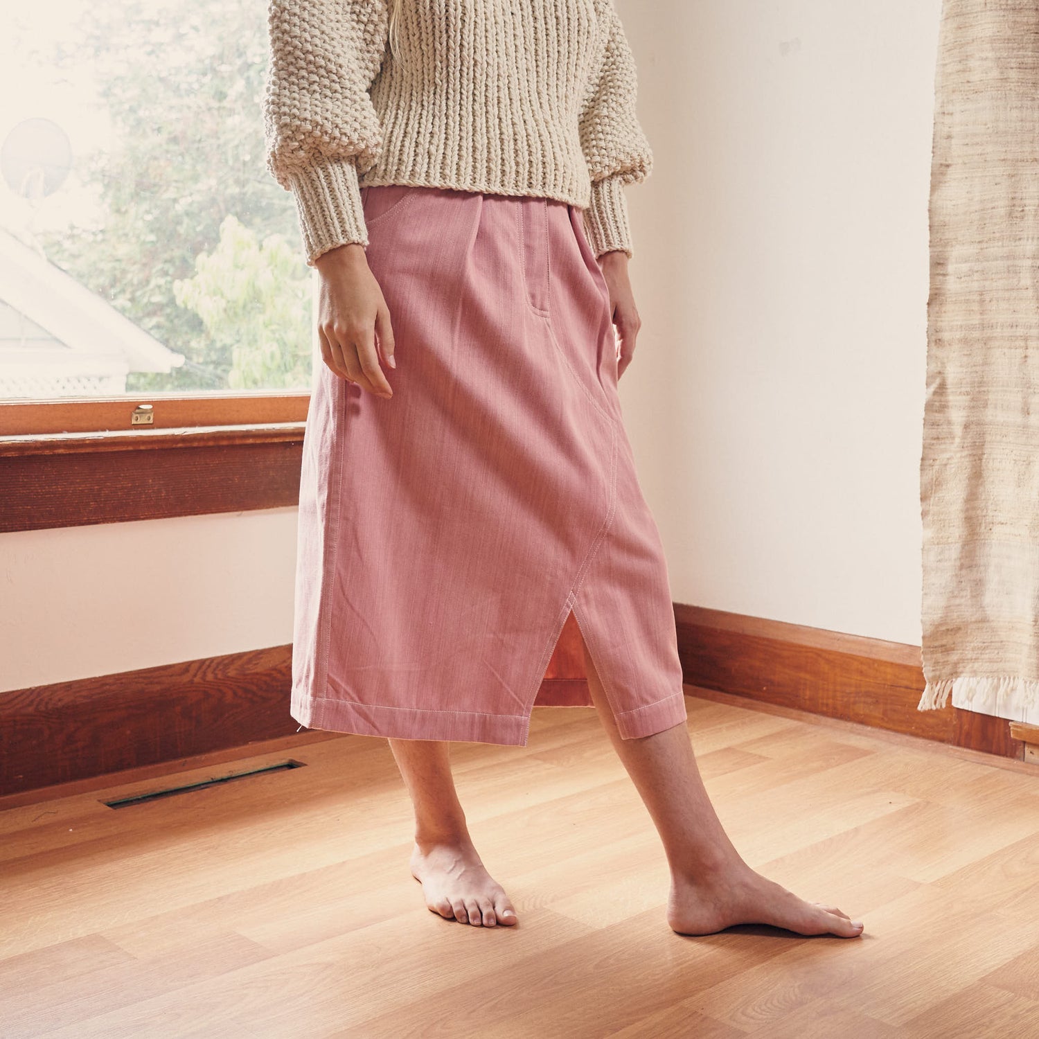 Jeannie Skirt, Sappy Pink Organic Denim