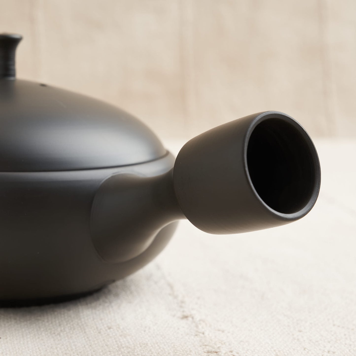 Tokoname Teapot, Unglazed Iron Black Clay