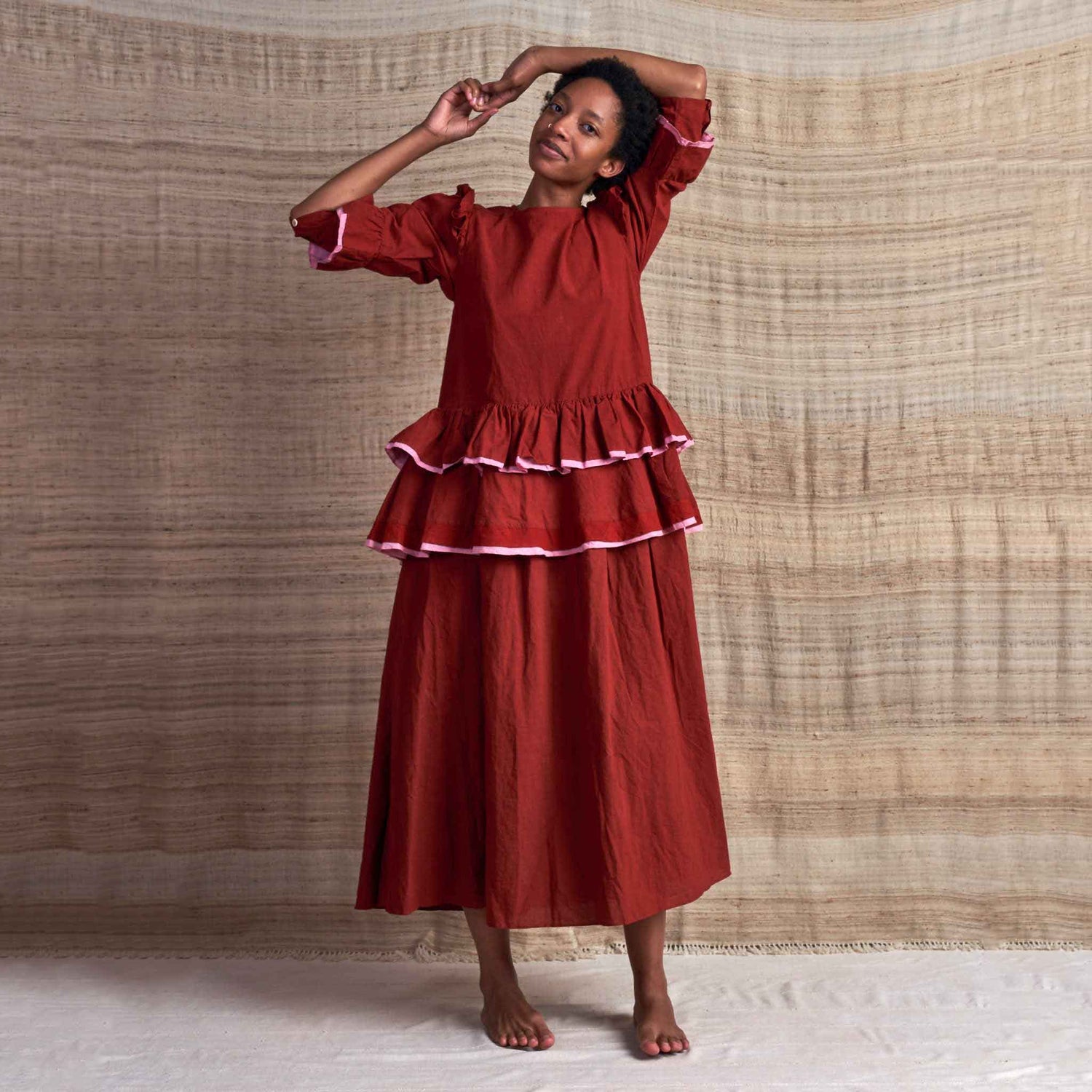 Tulsi Dress, Rose Madder Organic Cotton