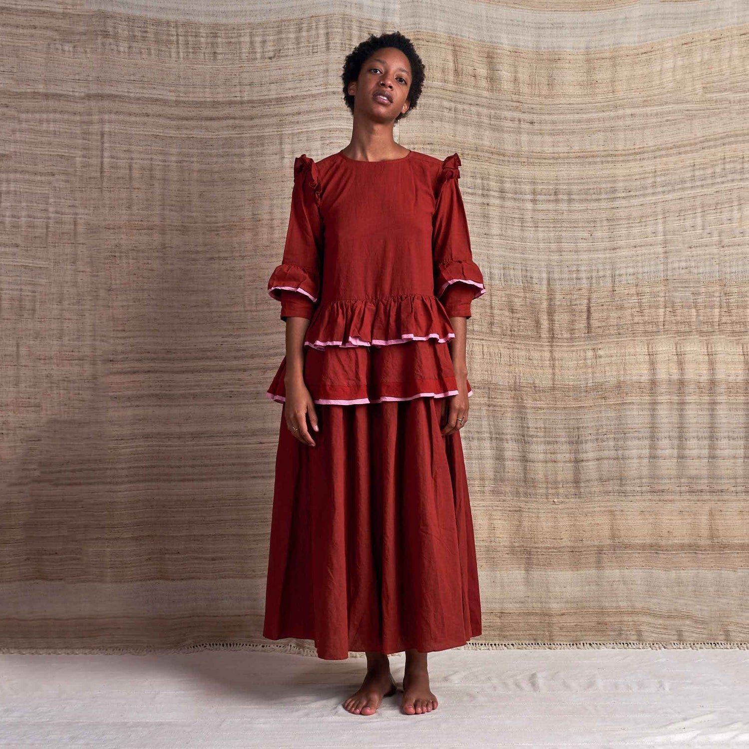 Tulsi Dress, Rose Madder Organic Cotton