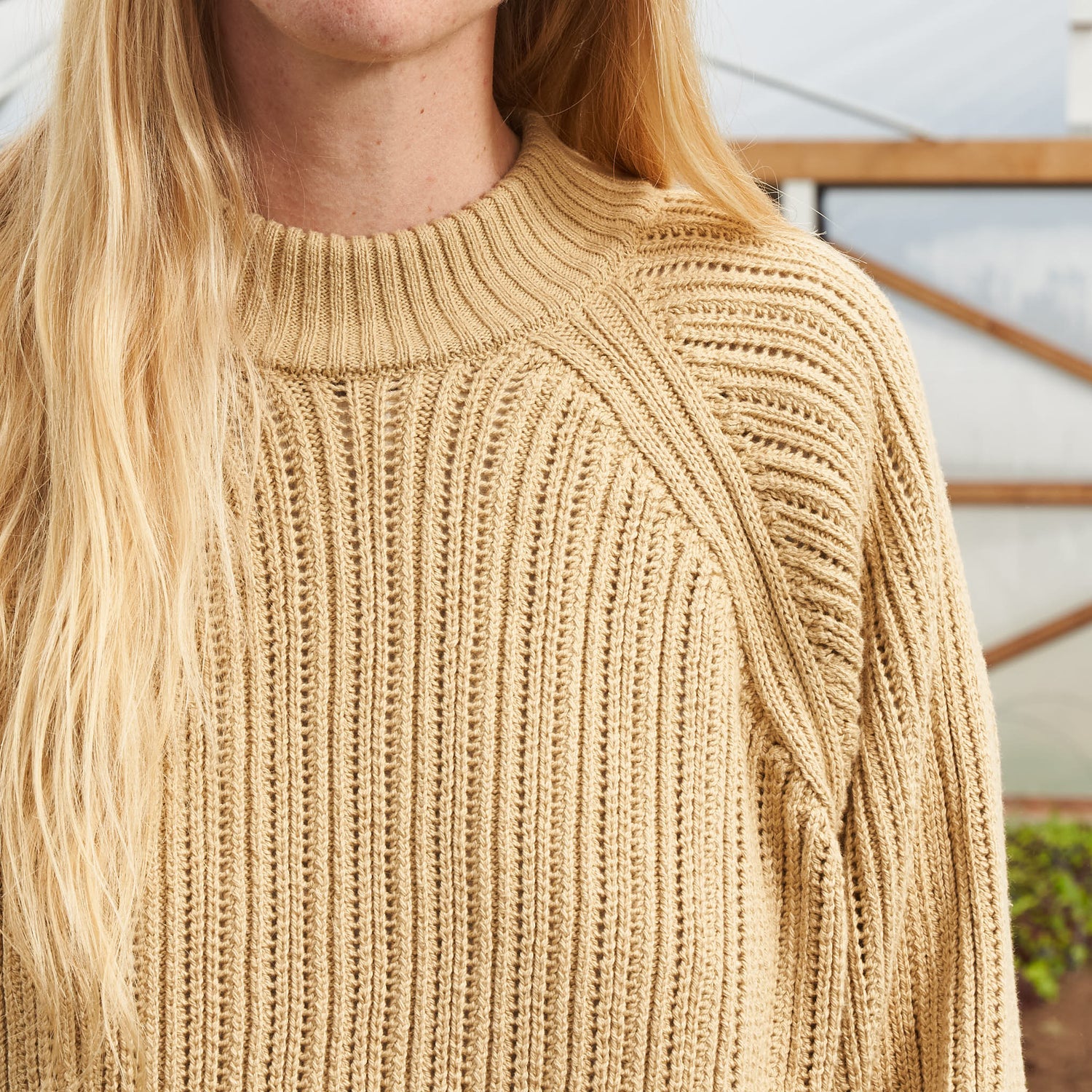 Hand-Knit Sweatshirt Sweater, Undyed Sage Colorganic® Cotton